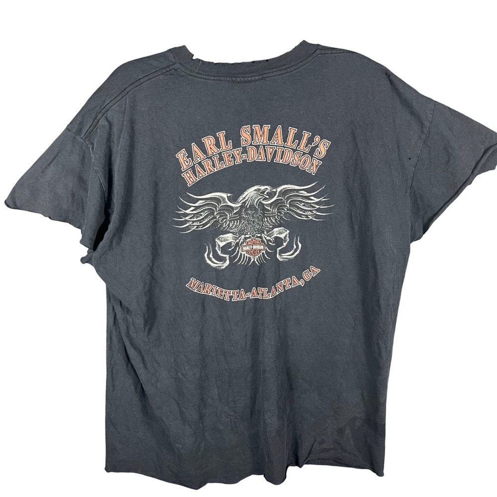 Harley-Davidson T-Shirt Mens XL Black Earl Small's Marietta GA Distressed Biker